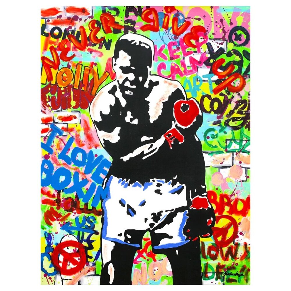 Muhammad Ali by Nastya Rovenskaya Mixed Media on Canvas Hand Signed by Artist